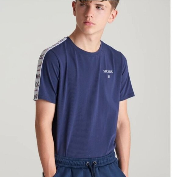 NWT SikSilk Medley Tape Tee - Navy Size‎ 7/8y - Picture 1 of 12